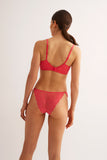 Soutien-gorge emboitant culotte tanga corail