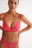 Soutien-gorge triangle sans armature et tanga corail